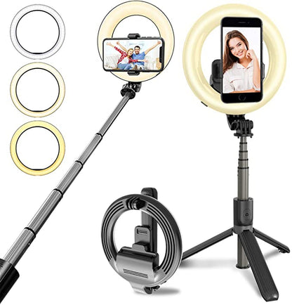 Portable 4-in-1 Selfie Stick with Tripod & LED